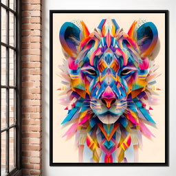 Vivid Geometric Lion Majesty - NicheCanvas