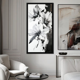 Monochrome Flora Harmony - Wildrose Creations - NicheCanvas