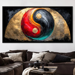 Golden Yin Yang Abstract Energy - NicheCanvas