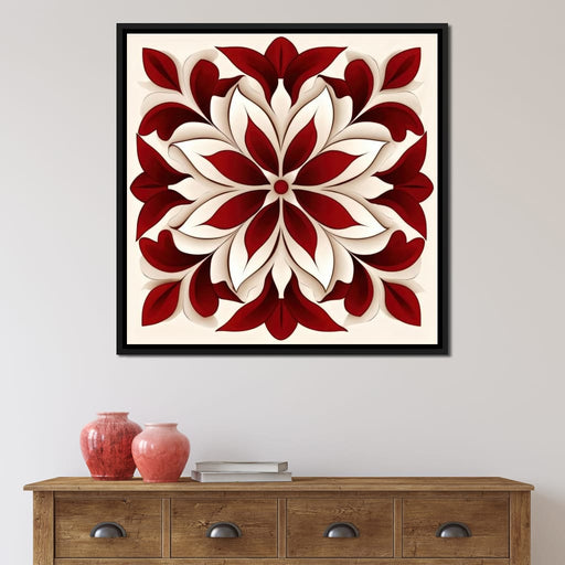 Crimson And Bone Medallion - TooplesArt Canvas Print