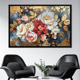 Golden Royal Flowers - Wildrose Creations - NicheCanvas
