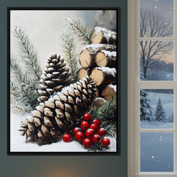Snowy Pinecone Winter Gathering - NicheCanvas