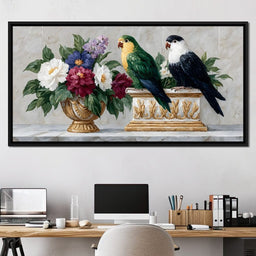 Parrot Companions Floral Grandeur - NicheCanvas