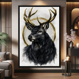 Stag of the Gilded Halo - NicheCanvas