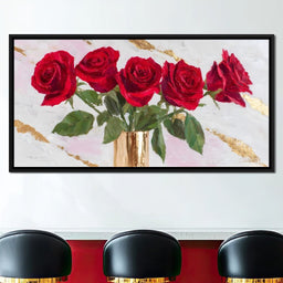 Ruby Roses Gold Leaf Bouquet - NicheCanvas