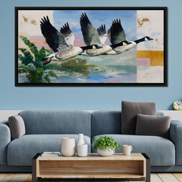 Wild Geese Over Quiet Marsh - NicheCanvas
