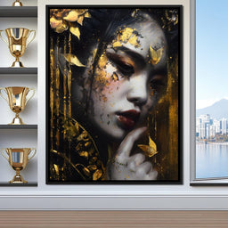 Golden Petal Muse Portrait - NicheCanvas