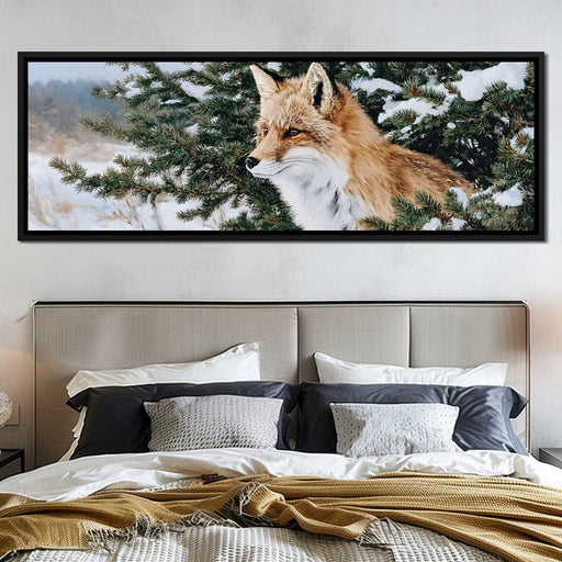 Winter Red Fox Pine Watcher Canvas Print