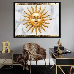 Celestial Golden Sunburst Marble - NicheCanvas