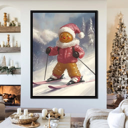 Gingerbread Skier Winter Joy - NicheCanvas