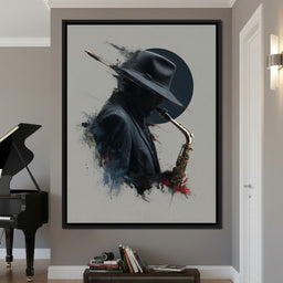 Midnight Saxophone Silhouette - NicheCanvas