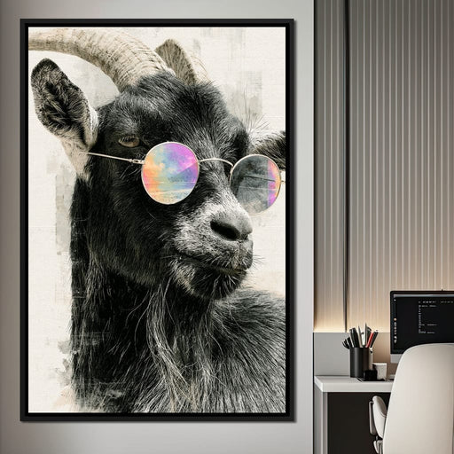 Stray Goat With A Painted Perspective Canvas Print