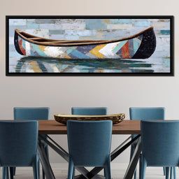Patchwork Canoe Reflections - NicheCanvas