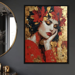 Golden Petals Dreaming Beauty - NicheCanvas