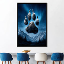 Celestial Wolf Paw Over Peaks - NicheCanvas