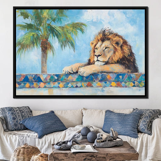 Lion Oasis Tranquility Canvas Print