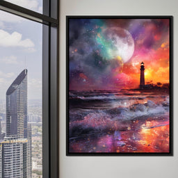 Celestial Lighthouse Tempest Waves - NicheCanvas