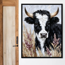 Highland Cow Meadow Portrait - NicheCanvas