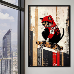 Feline Skateboarder - NicheCanvas