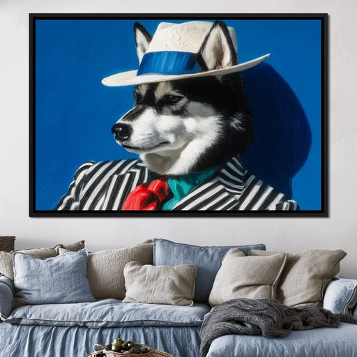Husky in Chic Fedora Style Canvas Print
