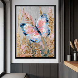Abstract Golden Butterfly Garden - NicheCanvas