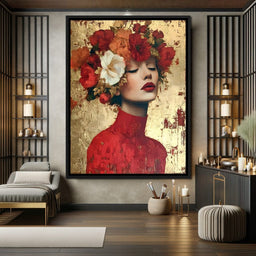 Golden Petal Crowned Reverie - NicheCanvas