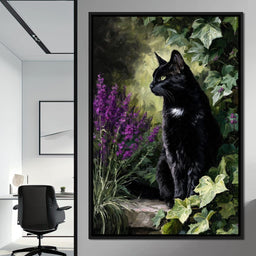 Black Cat Garden Sentinel - NicheCanvas