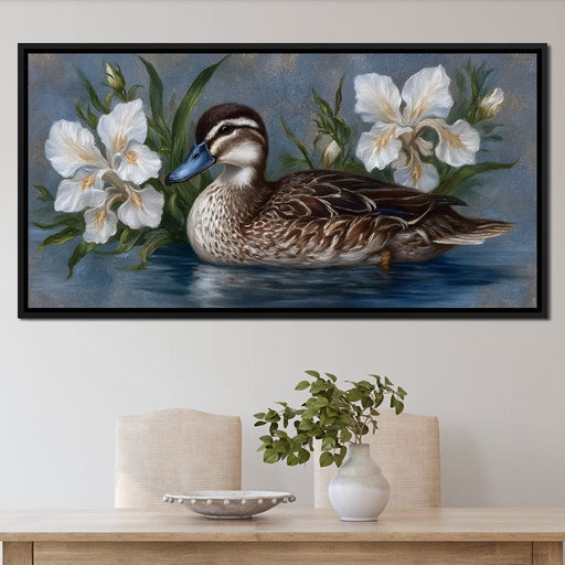 Duck Tranquility Among Petals Canvas Print