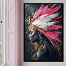 Gold & Pink Feathered Majesty - NicheCanvas