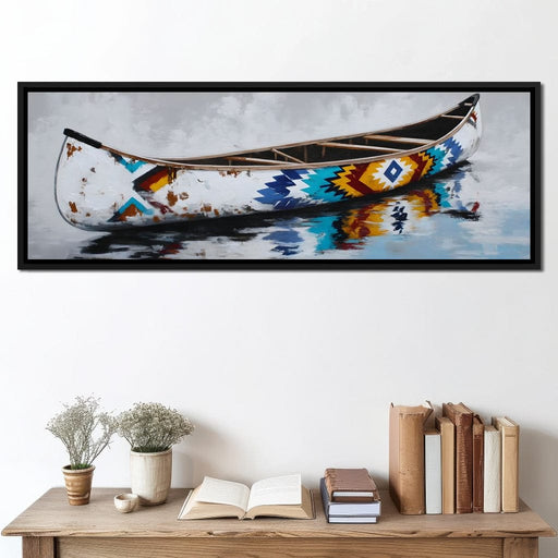 Reflections Of The Painted Canoe Canvas Print