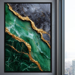 Gilded Emerald Marble Rift - NicheCanvas
