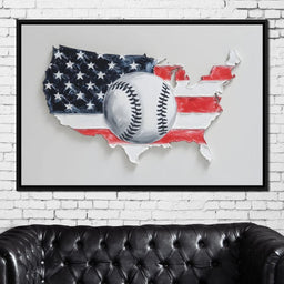 Patriotic Baseball USA Map Tribute - NicheCanvas