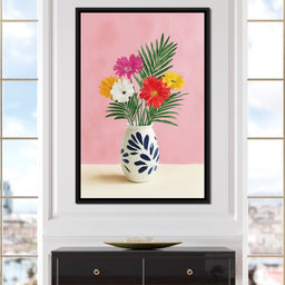Pink Vase Garden Bouquet - NicheCanvas