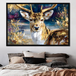 Golden Stag Forest Majesty - NicheCanvas