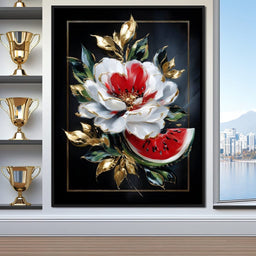 Golden Petals and Melon Muse - NicheCanvas