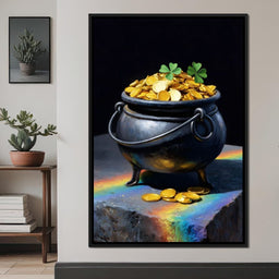 Lucky Clover Gold Cauldron - NicheCanvas