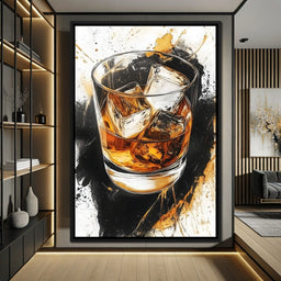 Whiskey Reflections on Ice - NicheCanvas