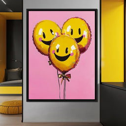 Three Smiley Balloons - NicheCanvas