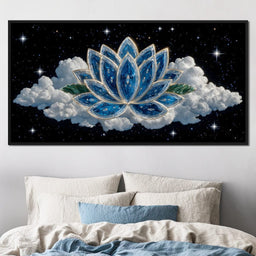 Celestial Lotus over Starlit Cloud - NicheCanvas