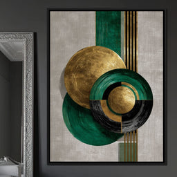 Emerald Gold Geometric Circles - NicheCanvas