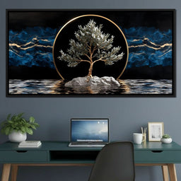 Golden Olive Tree Halo Reflection - NicheCanvas