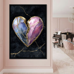 Kintsugi Split Heart Gold - NicheCanvas