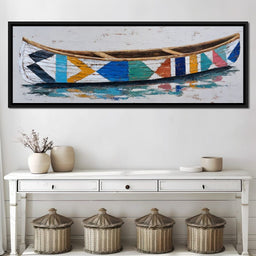 Colorful Driftwood Canoe Reflection - NicheCanvas