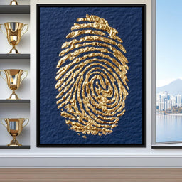 Golden Fingerprint On Navy Paper - NicheCanvas