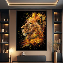 Majestic Lion Firestorm Portrait - NicheCanvas