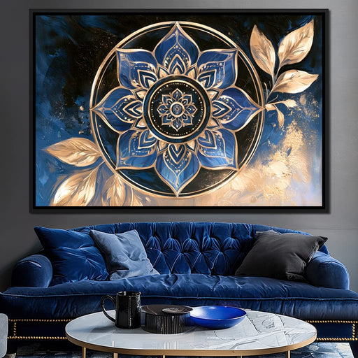 Gilded Petals Of The Midnight Mandala Canvas Print