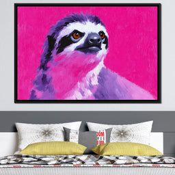 Vivid Magenta Sloth Portrait - NicheCanvas