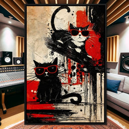 Cool Cats Red Shades Duo - NicheCanvas