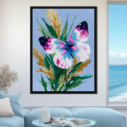 Pastel Butterfly Golden Foliage - NicheCanvas