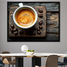Espresso Essence on Rustic Wood - NicheCanvas